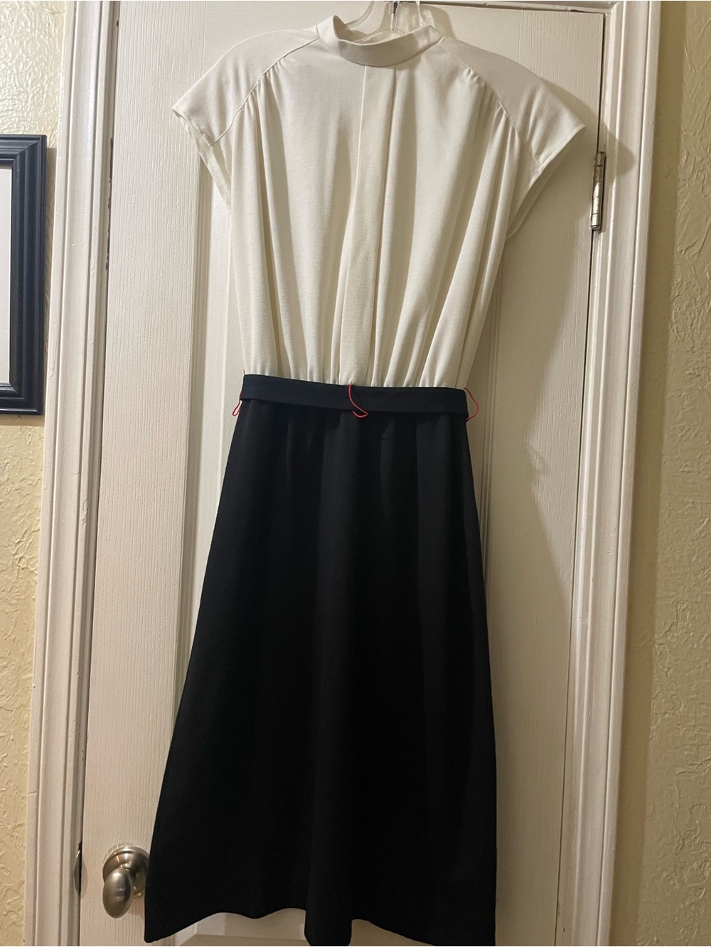Elegant Two-Tone Asymmetrical Dress in Ivory and Black